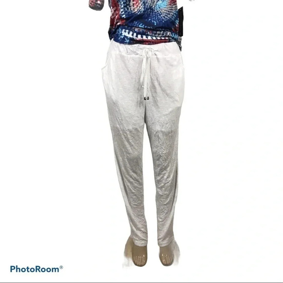 Tango Mango White Waist Tie Pants with partial inside lining New With Tags - Picture 2 of 7